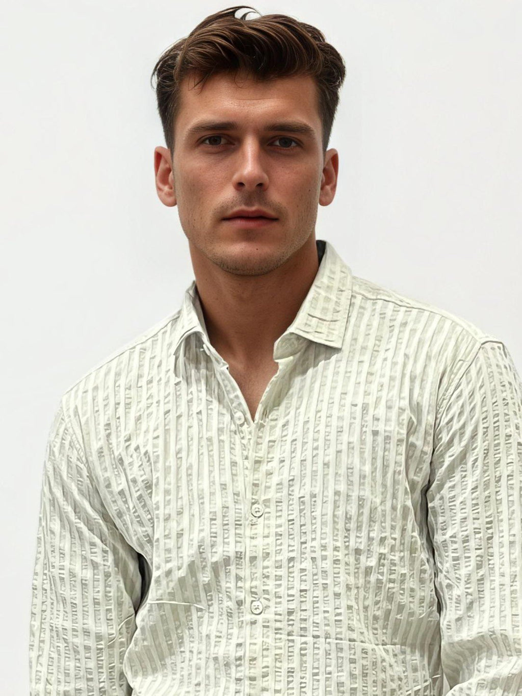 Self textured slim fit shirt