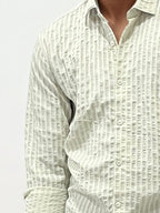 Self textured slim fit shirt