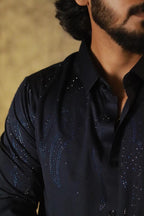 Blue Stone-Work Party-Wear Shirt