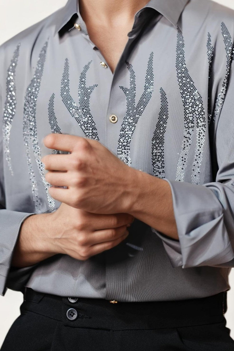 Grey imported embellished shirt