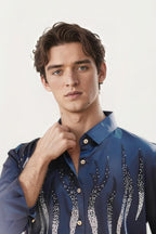 Blue imported embellished shirt