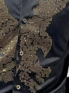 Black Eagle Stone Work Party Wear Shirt