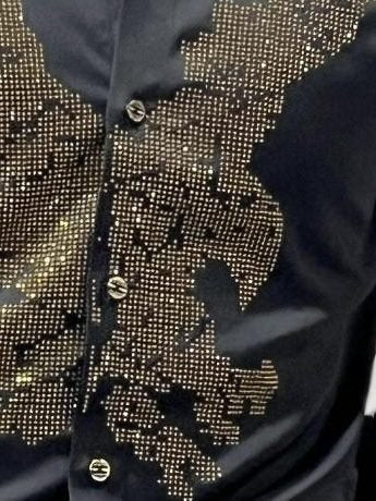 Black Eagle Stone Work Party Wear Shirt