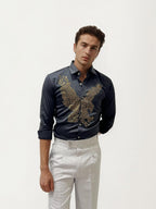 Black Eagle Stone Work Party Wear Shirt