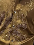 Yellow Eagle Stone Work Party Wear Shirt