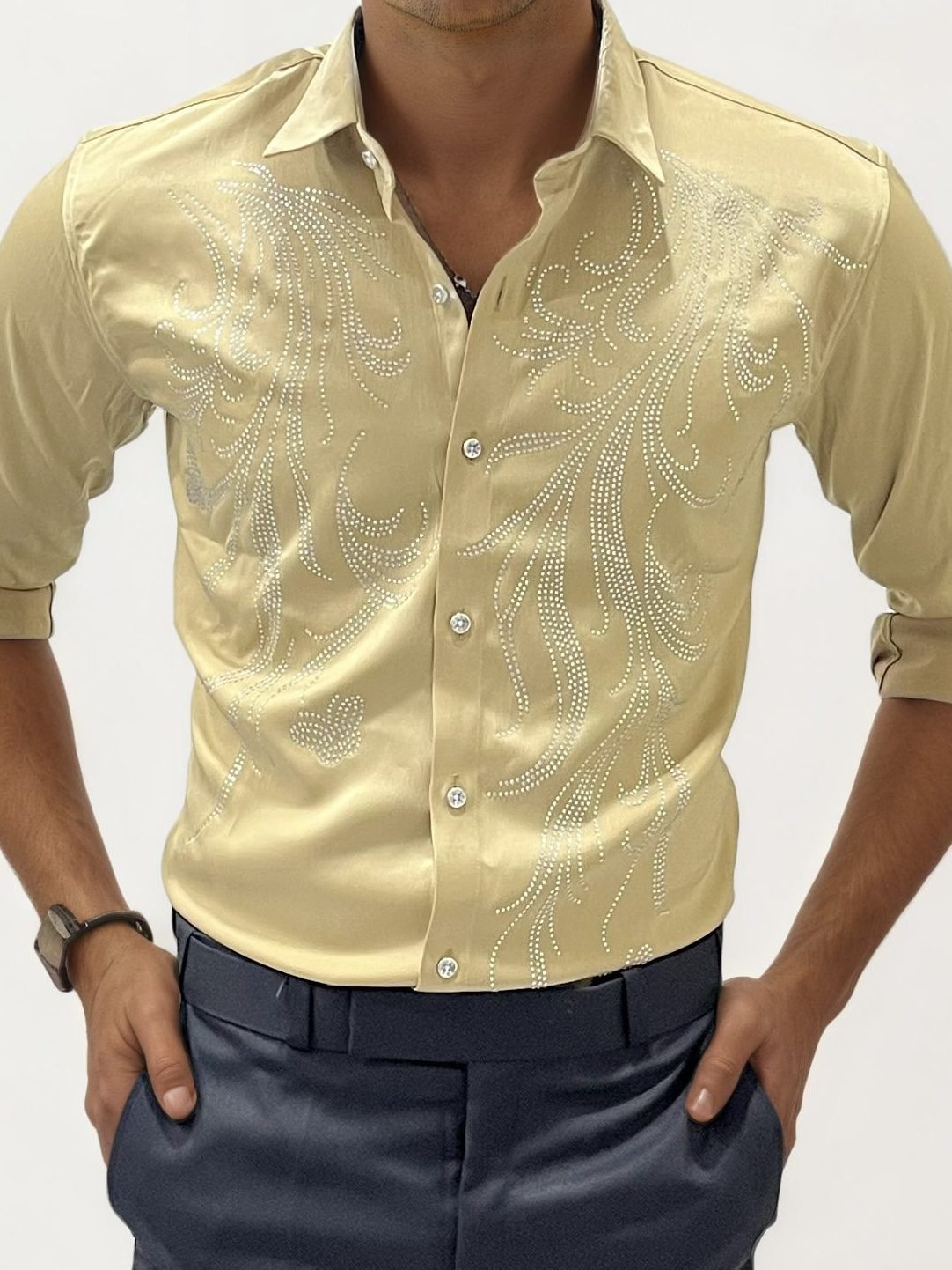 Sandal Stone Work Party Wear Shirt