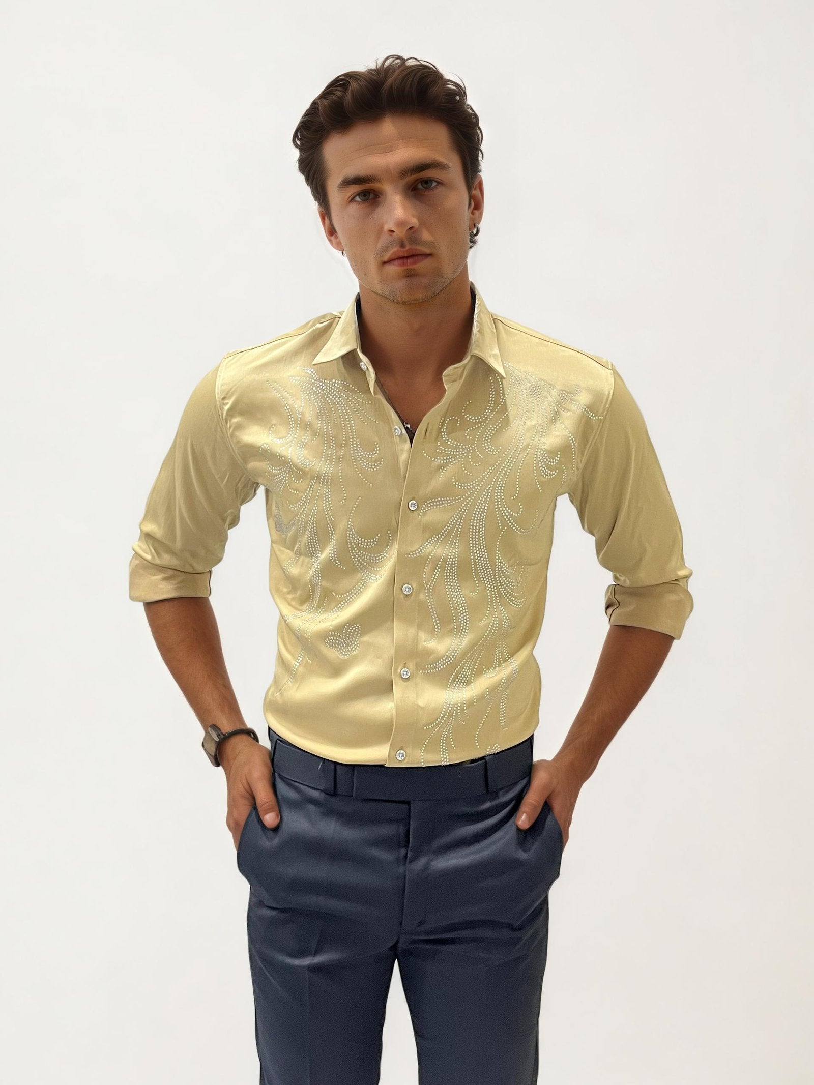 Sandal Stone Work Party Wear Shirt