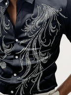 Black Stone Work Party Wear Shirt