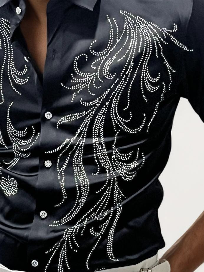 Black Stone Work Party Wear Shirt