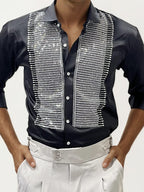 Black Stone Work Fullhand Party Wear Shirt