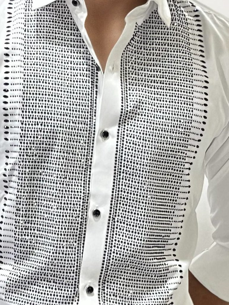White Stone Work Party Wear Shirt