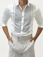 White Stone Work Party Wear Shirt