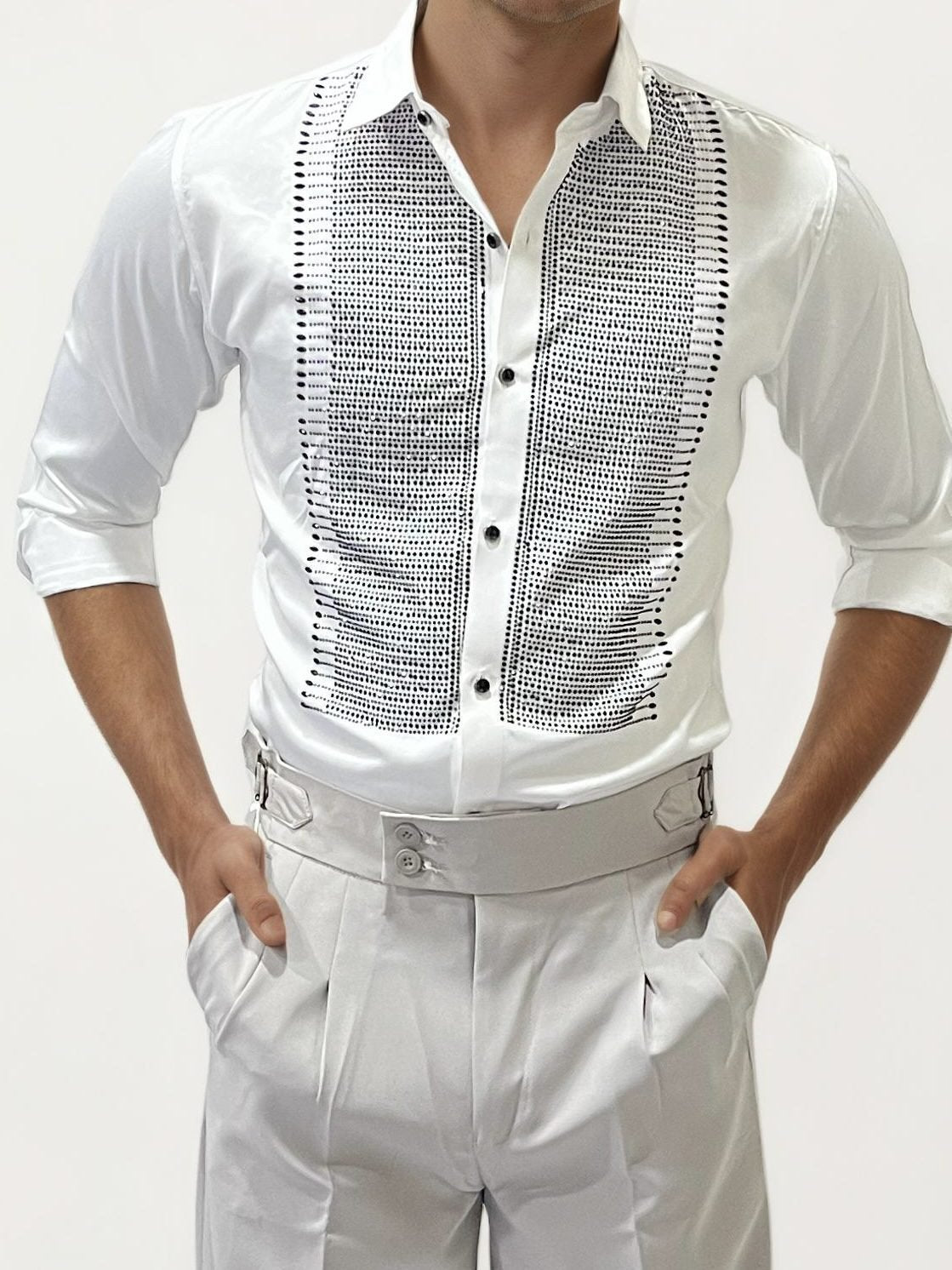 White Stone Work Party Wear Shirt