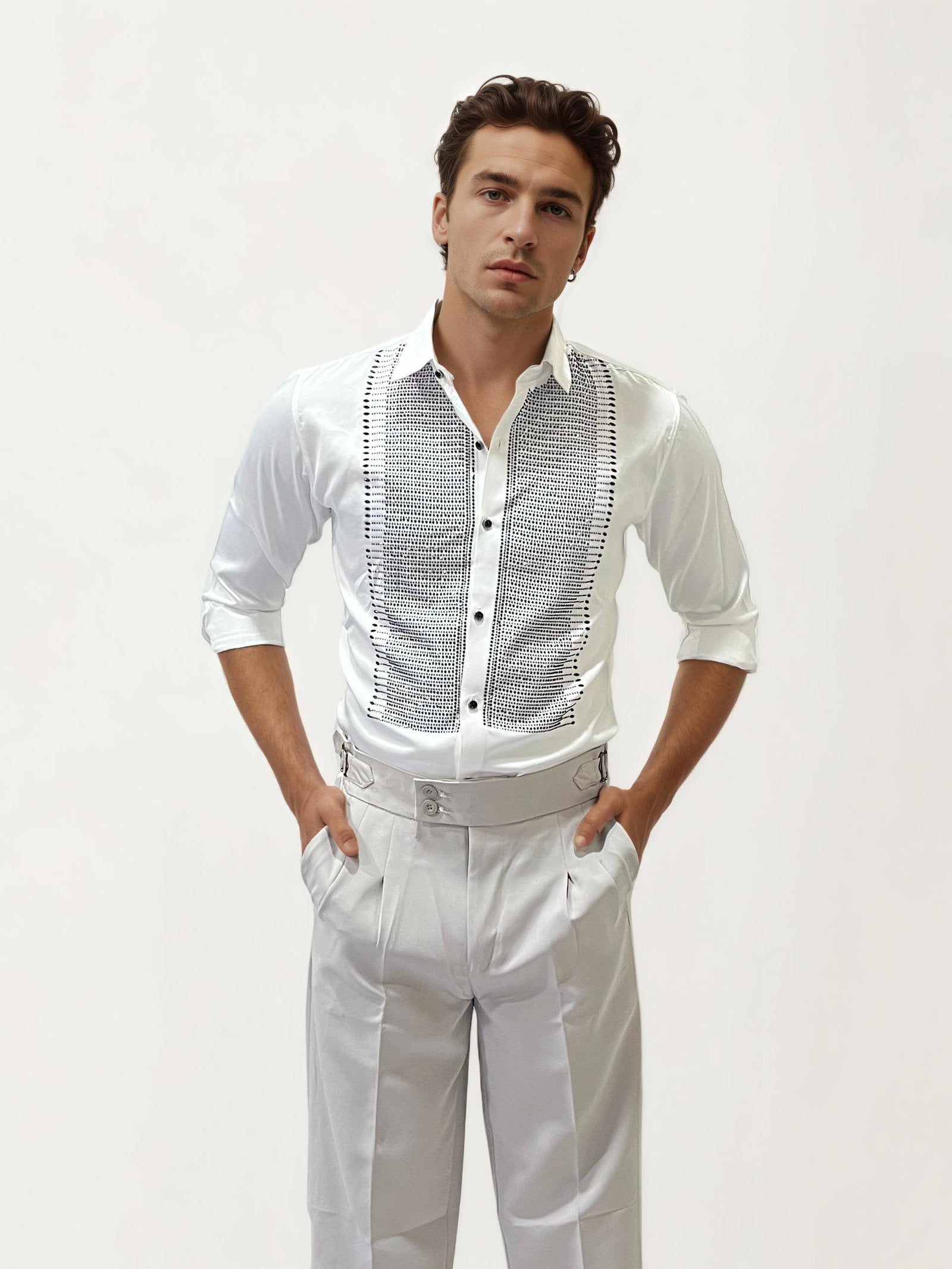 White Stone Work Party Wear Shirt