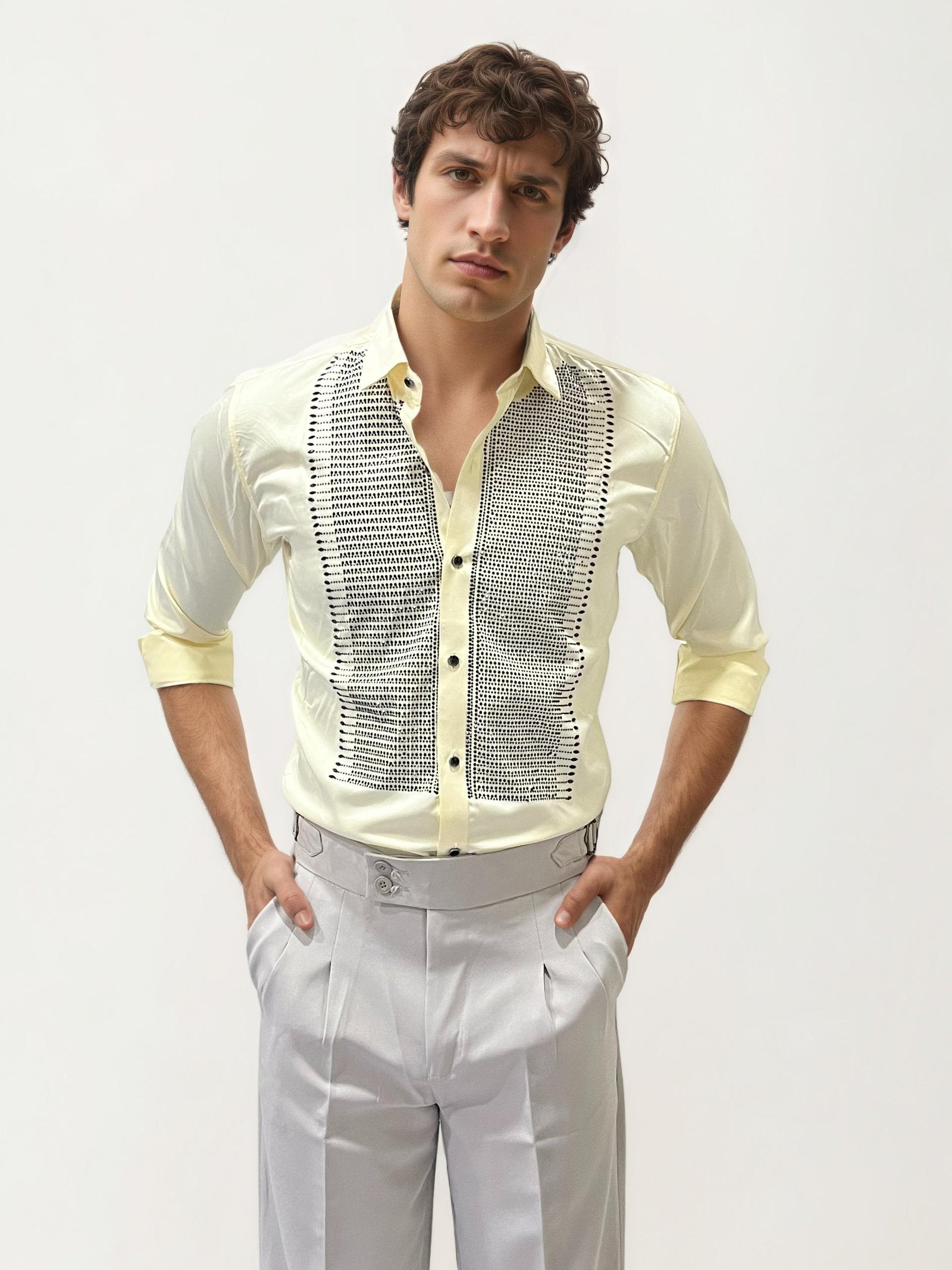 Sandal Stone Work Party Wear Shirt