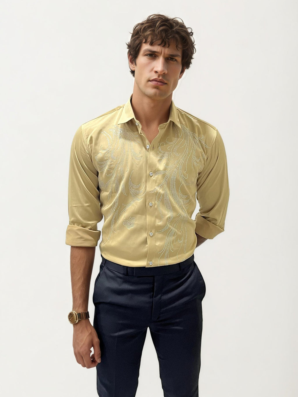 Sandal Stone Work Party Wear Shirt
