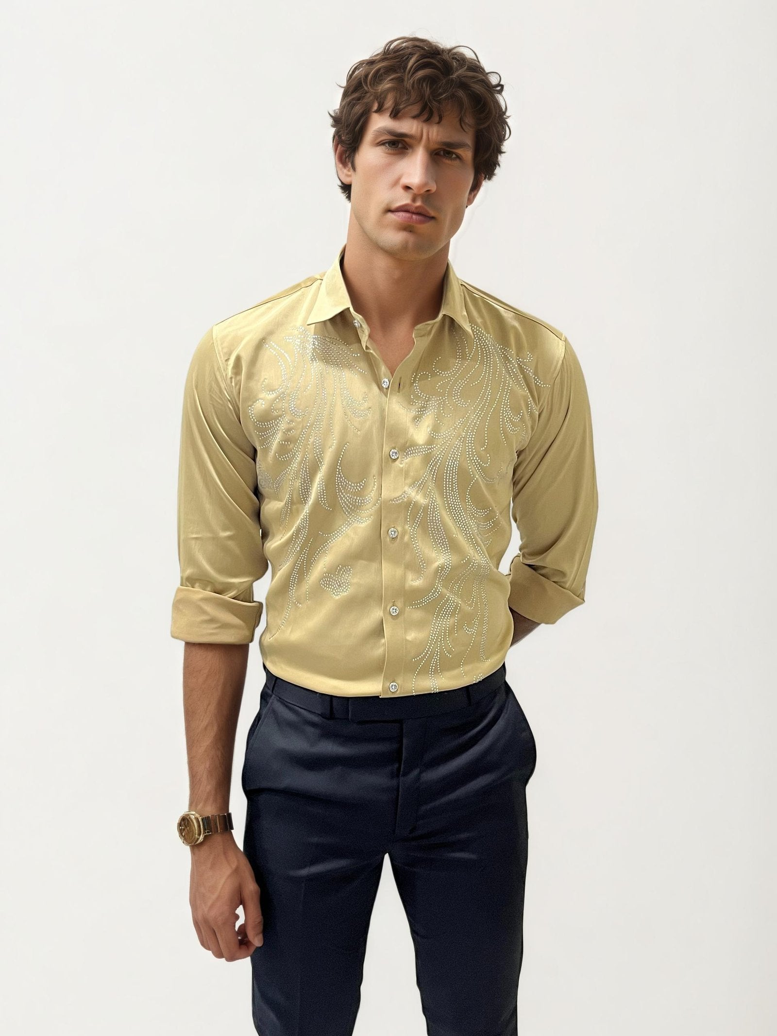 Sandal Stone Work Party Wear Shirt