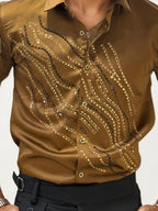 Dark-Yellow Stone Work Party Wear Shirt