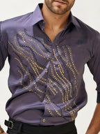 Purple Stone Work Party Wear Shirt