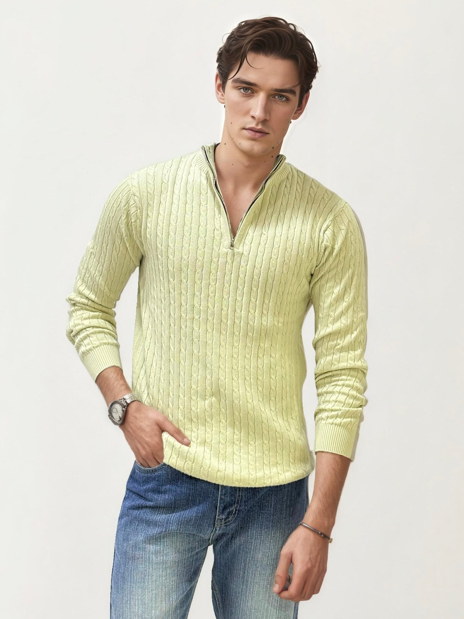 Sandal Turtle Neck Fullhand Zipper T-Shirt
