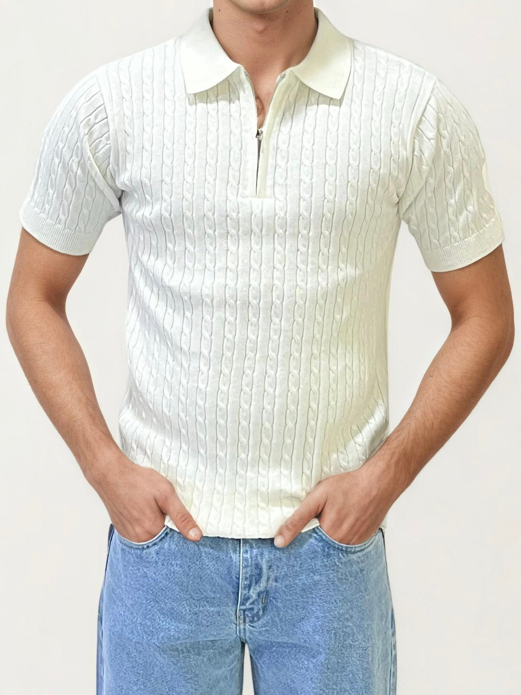 White Halfhand Polo T-Shirt