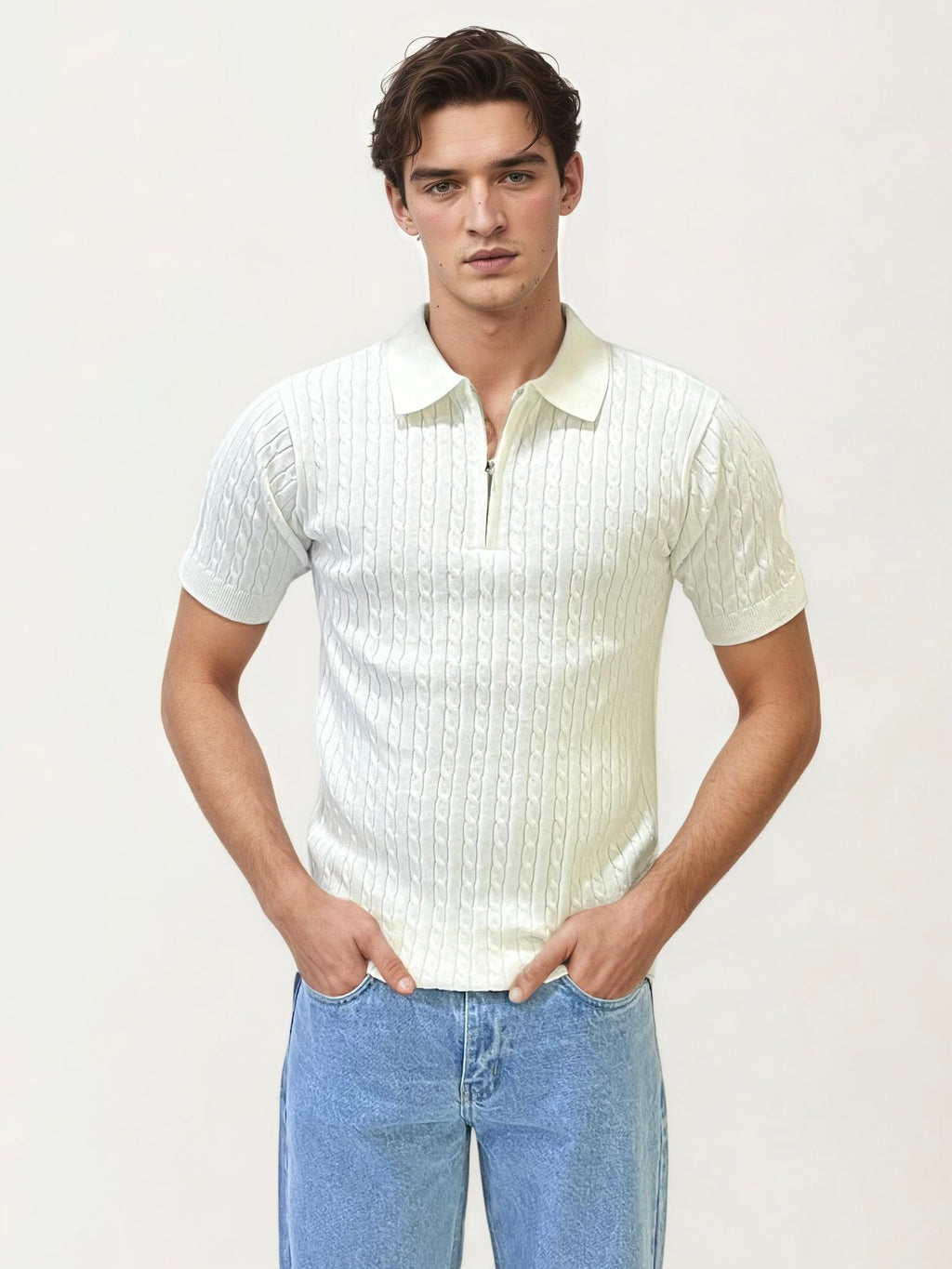 White Halfhand Polo T-Shirt