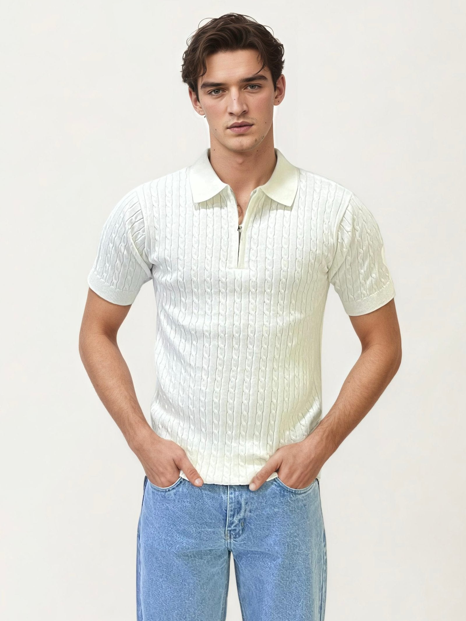White Halfhand Polo T-Shirt