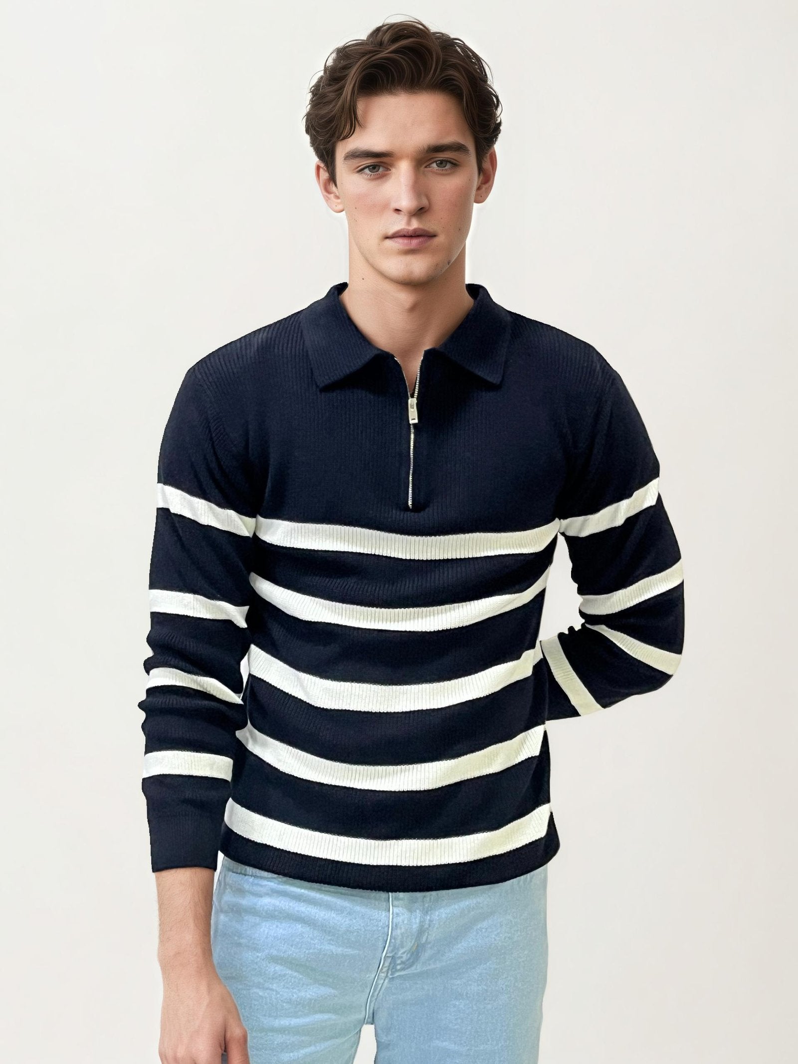 Black-White Zipper Fullhand T-Shirt