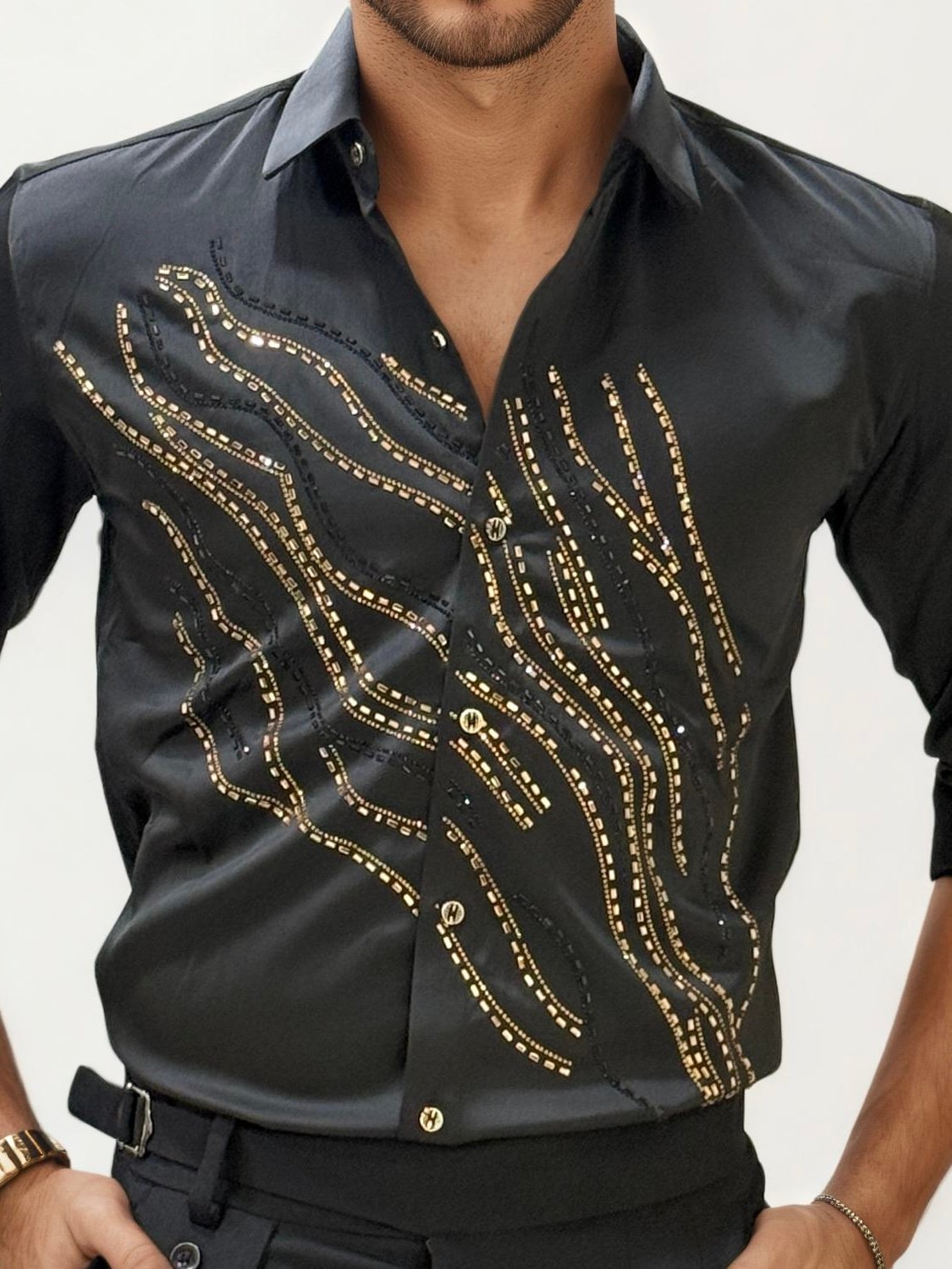 Black Stone Work Fullhand Party Wear