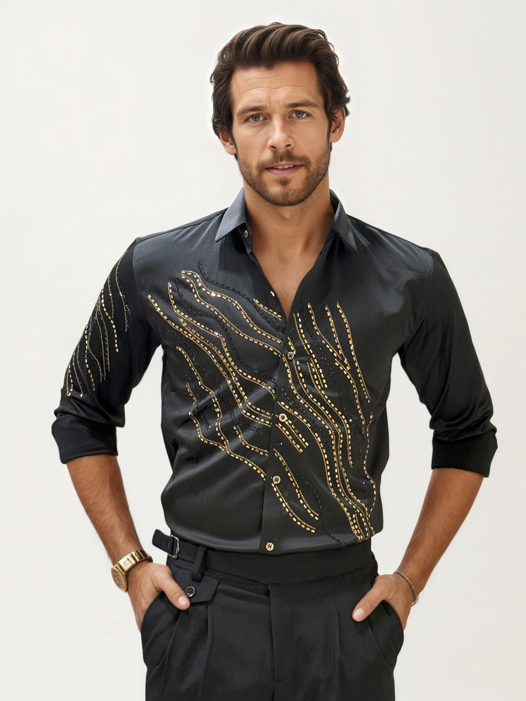 Black Stone Work Fullhand Party Wear