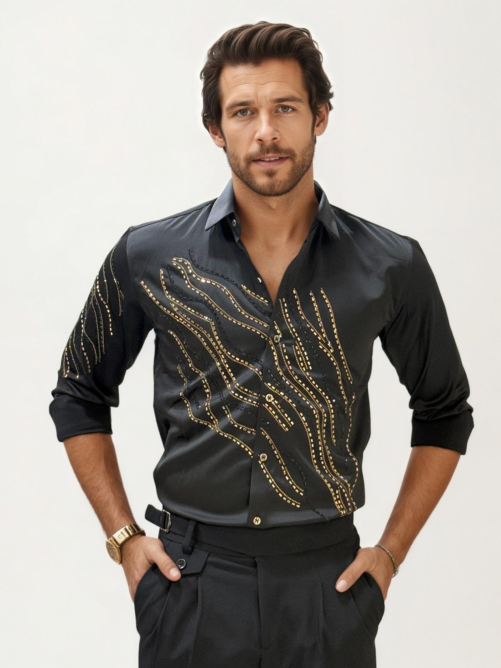 Black Stone Work Fullhand Party Wear