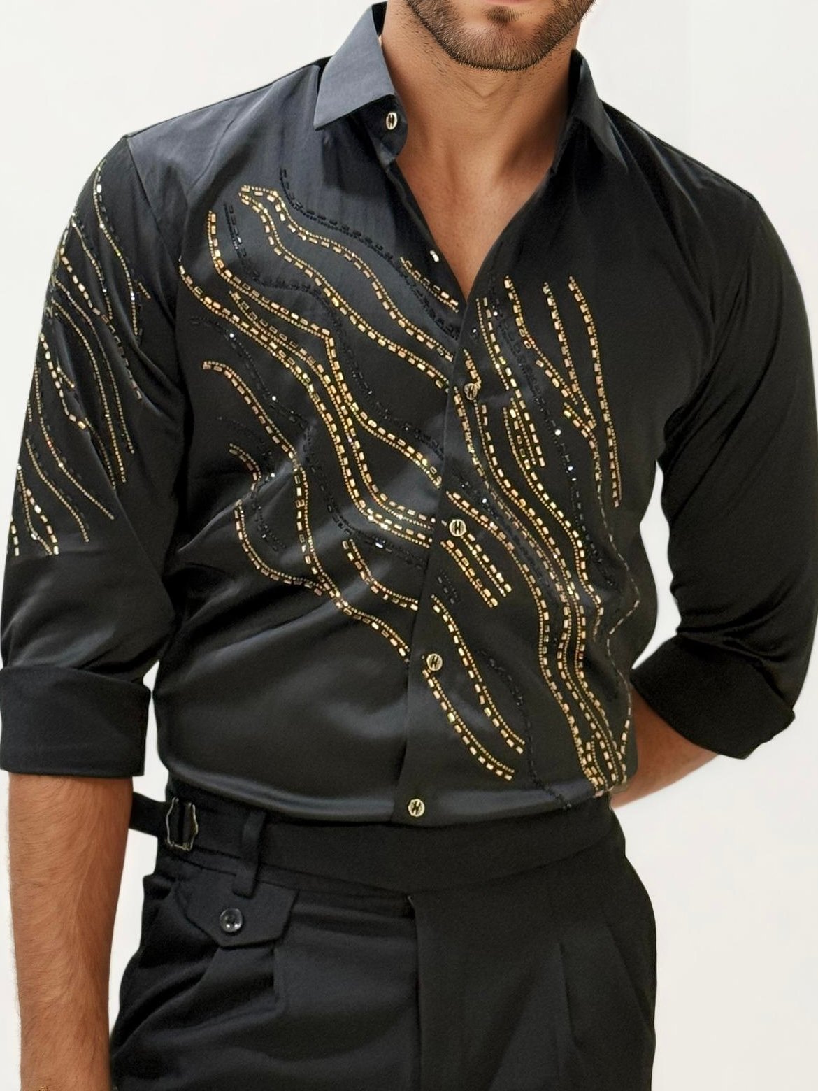 Black Stone Work Fullhand Party Wear