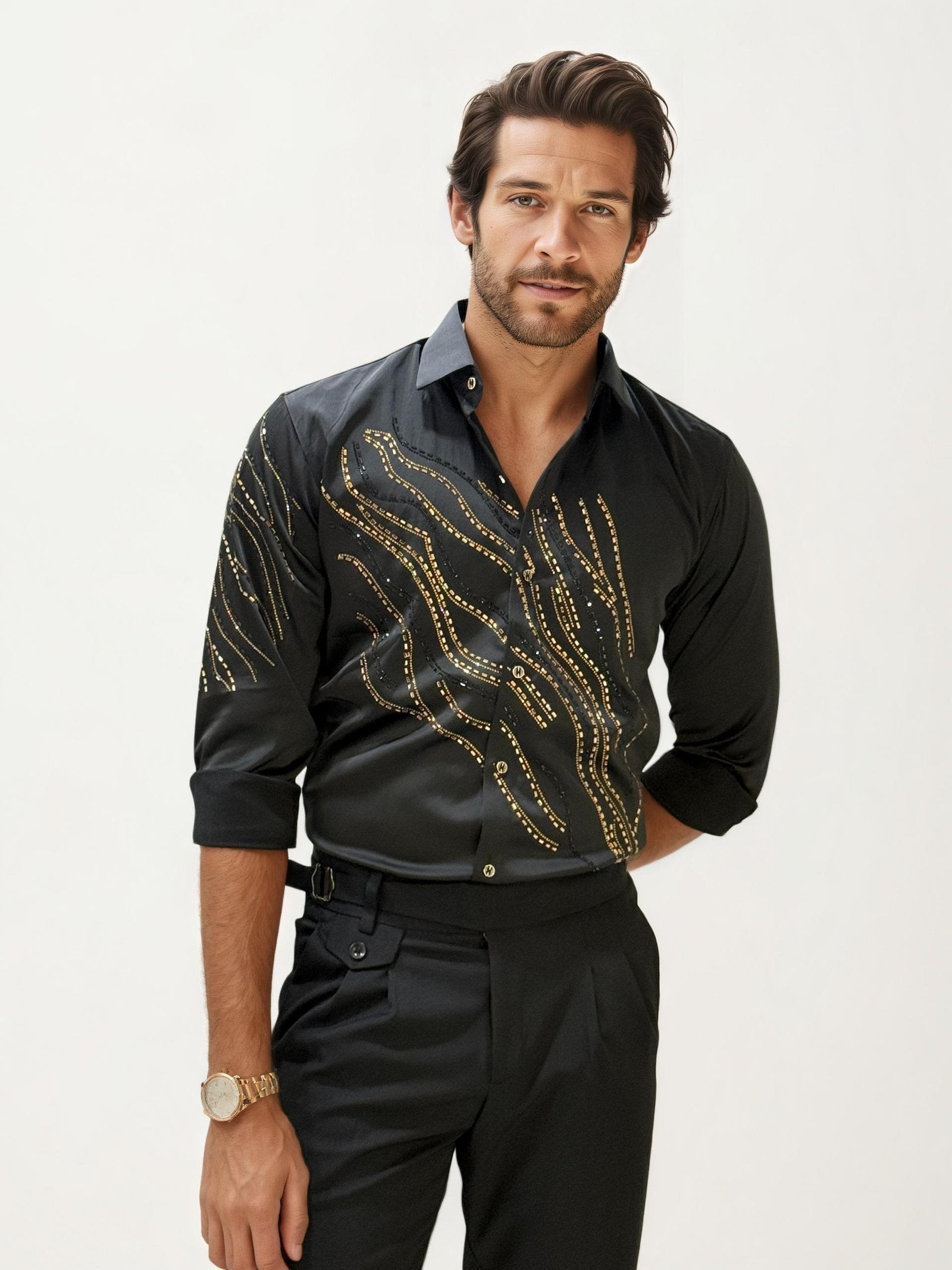 Black Stone Work Fullhand Party Wear