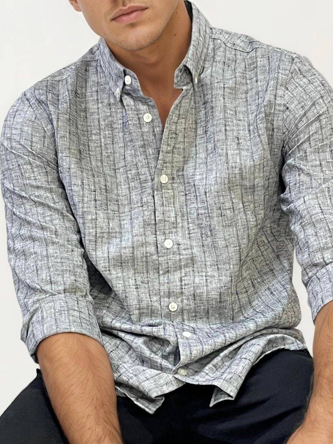 Grey Striped Fullhand Shirt