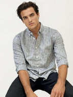 Grey Striped Fullhand Shirt