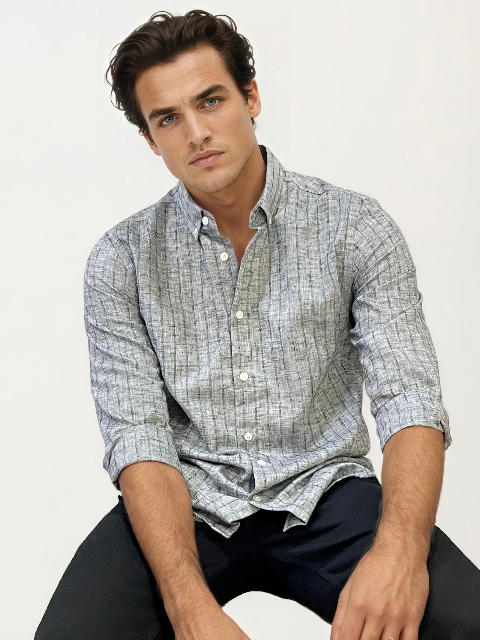 Grey Striped Fullhand Shirt