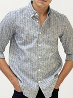 Grey Striped Fullhand Shirt