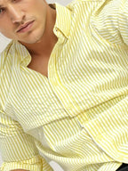 Yellow-White Striped Fullhand Shirt