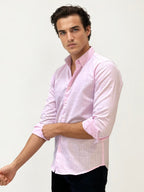 Pink Linen Striped Fullhand Shirt