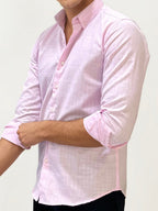 Pink Linen Striped Fullhand Shirt
