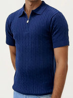 Blue Zipper Halfhand Polo T-Shirt