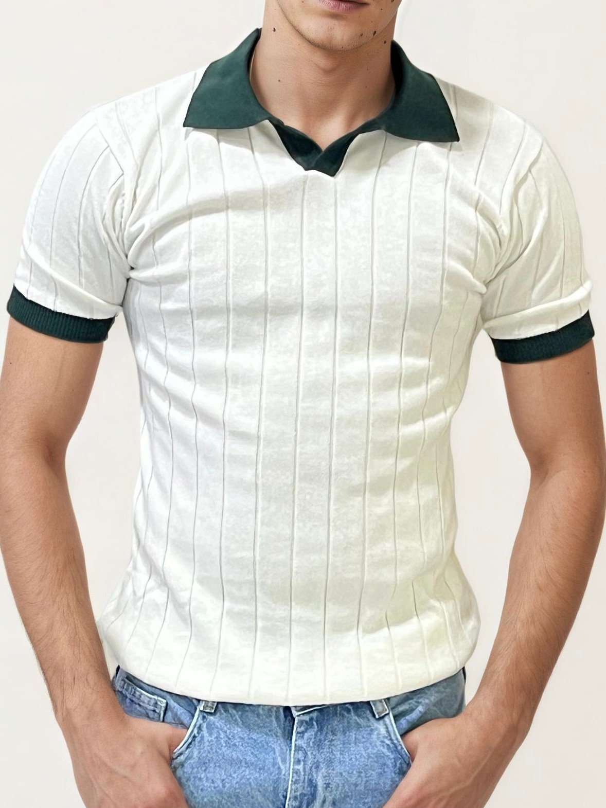 White Halfhand Polo T-Shirt