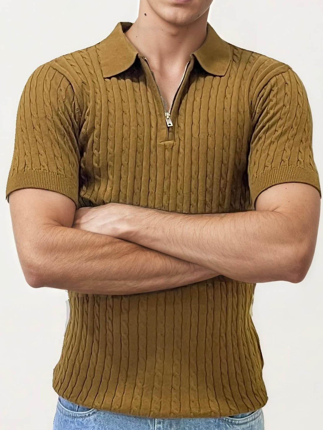 Halfhand zipper Polo T-Shirt