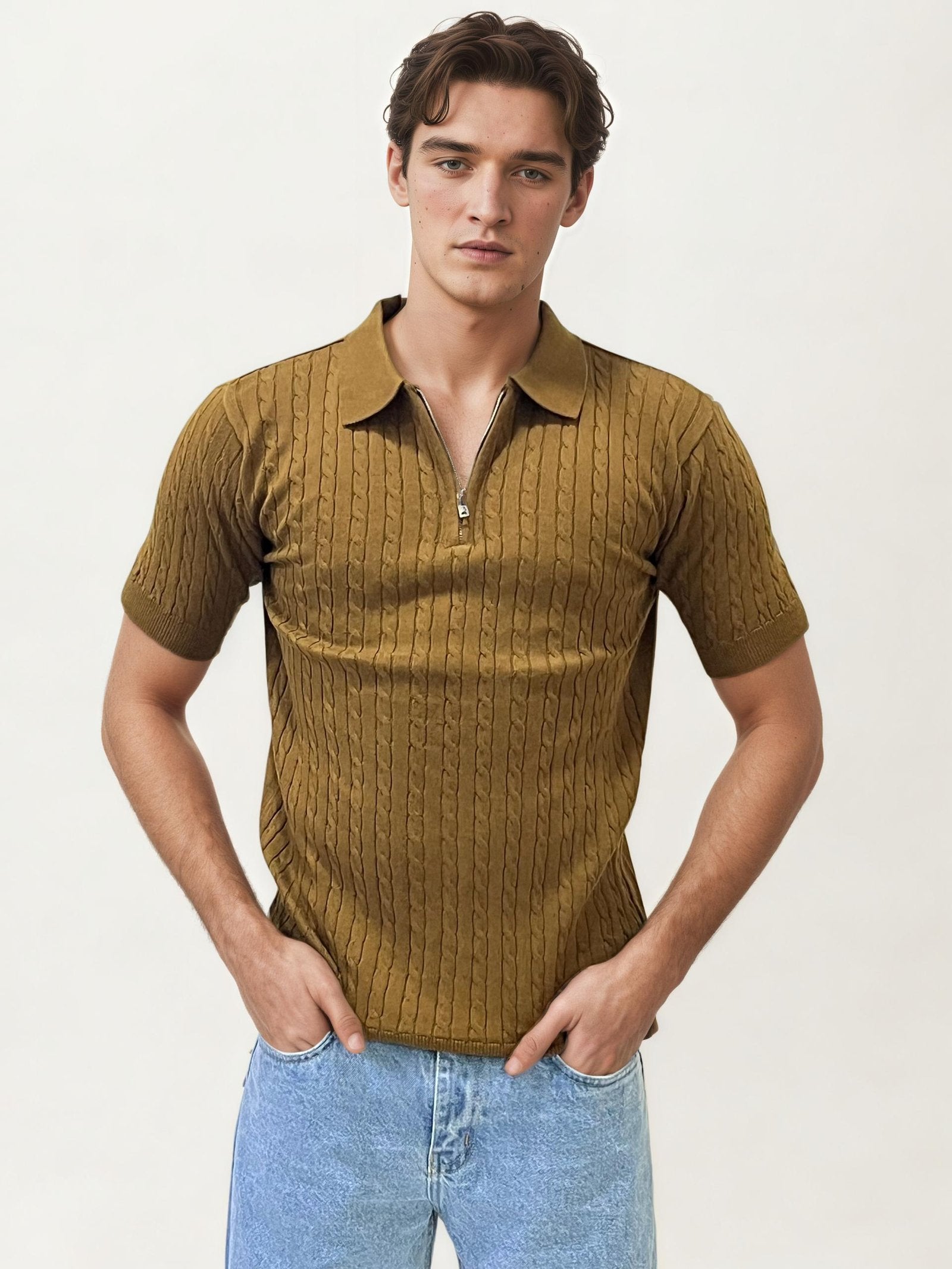 Halfhand zipper Polo T-Shirt