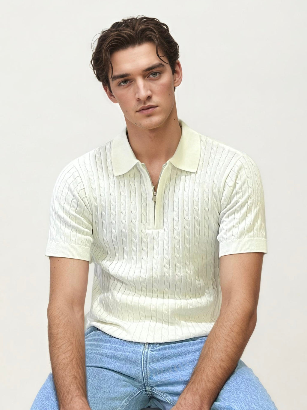 White Halfhand Polo T-Shirt
