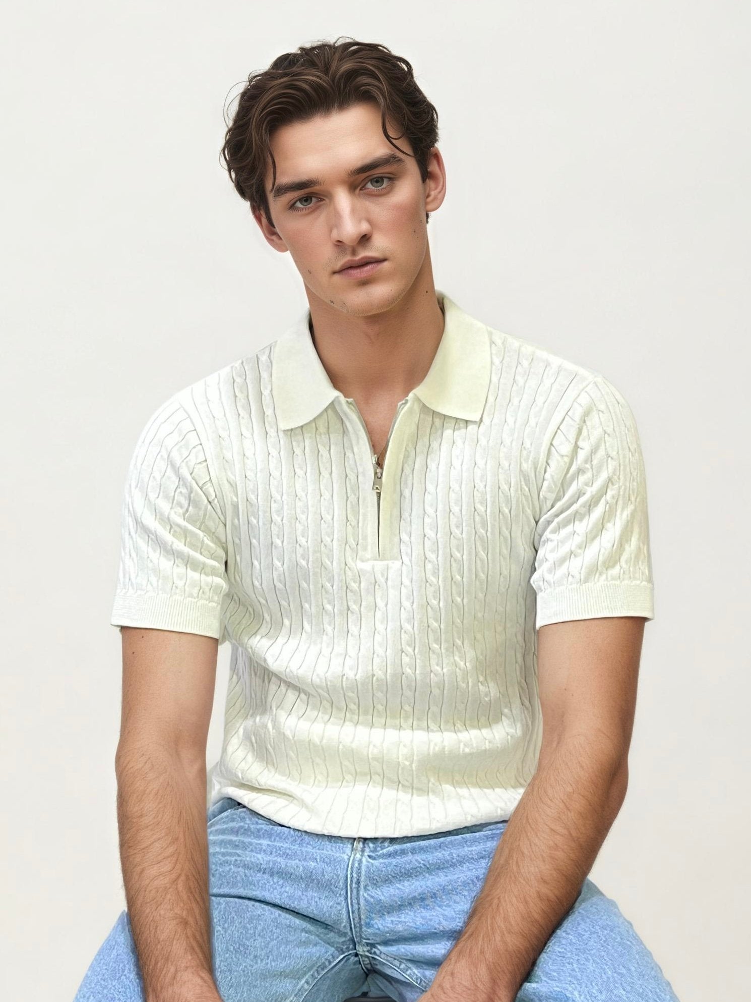 White Halfhand Polo T-Shirt