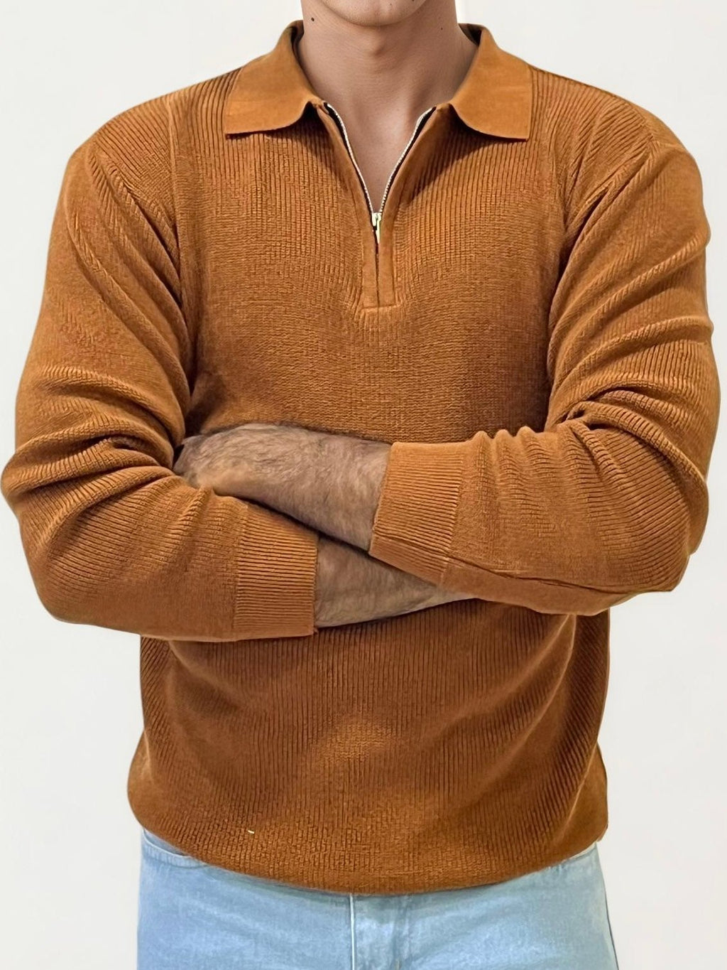 Orange Old-Money Zipper T-Shirt