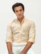 Light Orange Linen Striped Fullhand Shirt