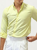 Yellow Linen Striped Fullhand Shirt