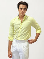 Yellow Linen Striped Fullhand Shirt